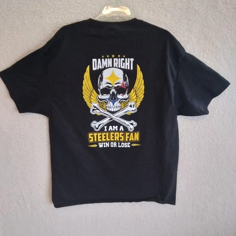 Pittsburgh Steelers Shirt Mens Extra Large Black Steelers Fan Win Or Lose Double Cover