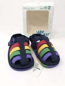 VINTAGE BABY CRIB COLORBLOCK SHOES SANDALS - Picture 1 of 8