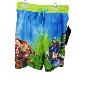 Marvel Avengers Boys 5/6 blue green board swim shorts trunks - Picture 1 of 9