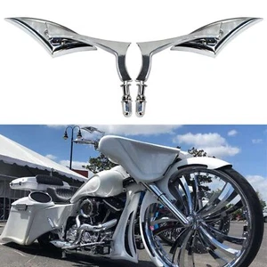 Chrome Blade Motorcycle Mirrors For Harley Davidson Road Glide Touring Custom - Picture 1 of 8
