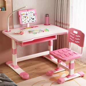 Kid Study Desk Chair Set Height Adjustable Writing Table Children Learning Table - Picture 1 of 26