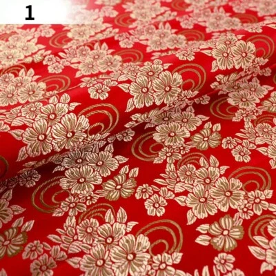 Faux Silk Satin Fabric Craft Brocade Damask Embroidery Floral Retro 75*100cm DIY - Image 1 of 4