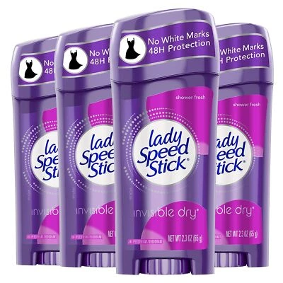 Desodorante antitranspirante seco invisible Lady Speed Stick ducha fresco paquete de 4 2,3 oz Foto 1 de 4
