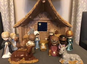Very Unique One Of A Kind Hand Made Clay Nativity Set 13 Pieces - Picture 1 of 9