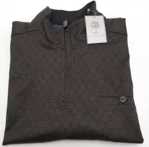 $99.50 Age of Wisdom Men's Stretch Quarter-Zip Pull Over Sweater, Brown, M - Picture 1 of 2
