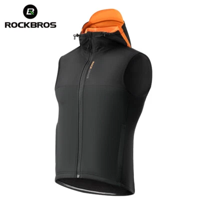 ROCKBROS Windproof Cycling Vest Spring Autumn Fleece Warm Bicycle Short Jersey - Image 1 of 4