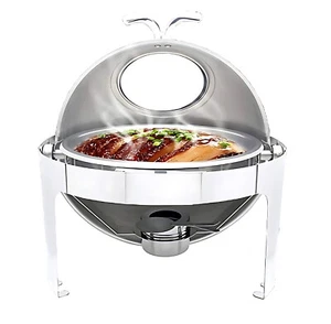 6L Chafing Dish Buffet Food Warmer Chafer Round Stainless Steel Round - Picture 1 of 10