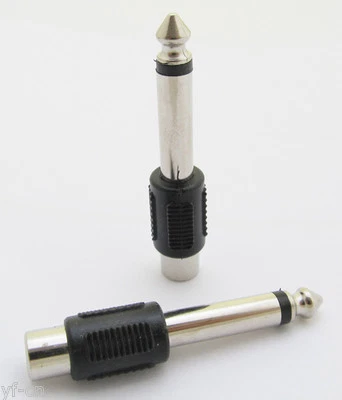 4pcs 1/4" 6.35mm Mono Male to Phono RCA Female Jack Connector Adapter Converter - Image 1 of 4