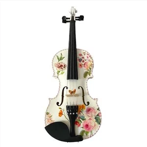 Floral Delight Violin Outfit w Brazilwood Bow Case Crystal Fine Tuners Rosin - Picture 1 of 5