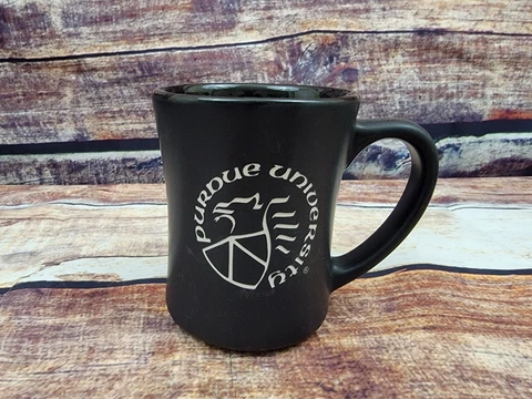 Purdue University Coffee Mug Black and White Etched Cover