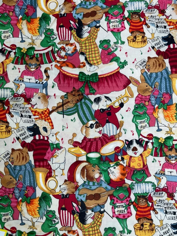 Free Spirit BARNYARD JUBILEE Musical Animals Christmas Cotton Quilt Fabric 52x44 - Image 1 of 3