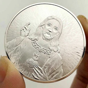 Cristo Cristiano Uomo di Dio Bibbia Versetto Fede Gesù Pasqua Preghiera Moneta Argento US - Foto 1 di 5