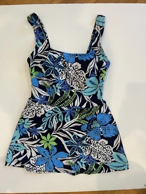 Traje de baño floral de una pieza azul gabar para mujer talla 8 tropical Foto 1 de 4