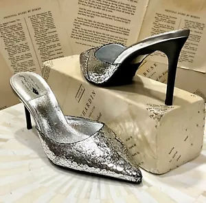 Free People Jeffrey Campbell Skyler Studded Heel Silver Metallic Crackle 9 NEW - Picture 1 of 9