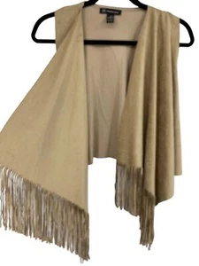 INC International Concepts Faux Suede Sweater Fringe BOHO Vest XS/S EUC 2168 - Picture 1 of 7
