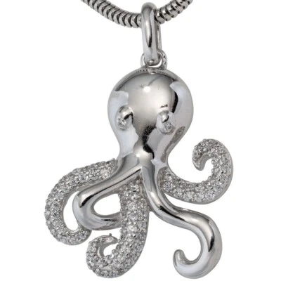 Anhänger Krake Octopus mit Zirkonia weiß 925 Silber Sterlingsilber, Kinder - Bild 1 von 2