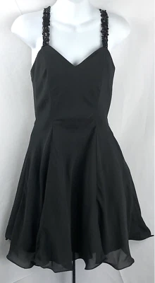 Vestido de Cóctel Formal De Colección 7 Negro Novia Lentejuelas Tirantes Ajuste y Acampanado Pin Up Foto 1 de 4