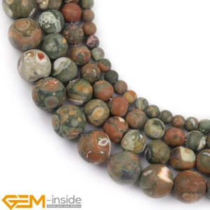 Green Rhyolite Natural Jasper Frosted Matte Round Jewellery Making Beads 15" AU - Picture 1 of 43