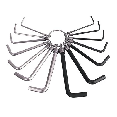 Allen Hex Key Set Metric Imperial Wrench Tools + Keyring Holder – 14PC - Image 1 of 2