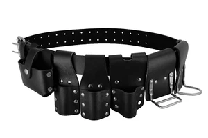 Scaffolding Black Leather Tool Belt 6 Tools Pouch spanner ratchet Hammer Holder - Picture 1 of 5