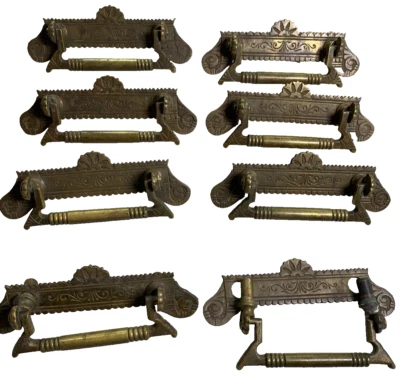 Antique Victorian Ornate Art Nouveau Brass Dresser Bureau Handle Pull Federal - Image 1 of 4