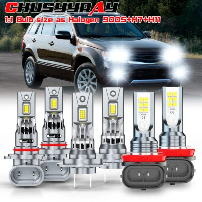 For 2006-2013 Suzuki Grand Vitara LED Headlight 9005 H7 H11 Fog Light Bulbs 6pcs - Image 1 of 4