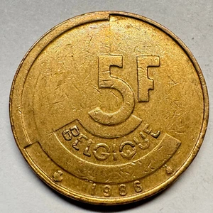 1986 Belgium 5 Francs - Beautiful Coin - #A-028 - Picture 1 of 2
