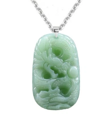 Collar Colgante Dragón Jadeíta Jade 24" Plata de Ley 925 para Hombres D911 Foto 1 de 4