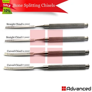 Dental Bone Ridge Expansion Chisels Implant Splitting Straight-Curved Set Of 4 - Picture 1 of 5