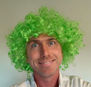 Green Curly Afro Fancy Dress Wig. Clown, Villain, Halloween, Joke, Circus. UK 