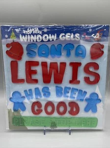Personalised Name Window Gel Stickers Christmas Santa Stop Here Lewis - Picture 1 of 3