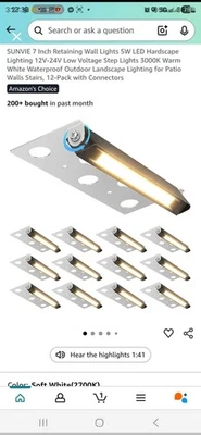 Luces de pared de retención SUNVIE de 7 pulgadas 5W LED iluminación de paisaje duro 12V-24V bajo voltaje Foto 1 de 3