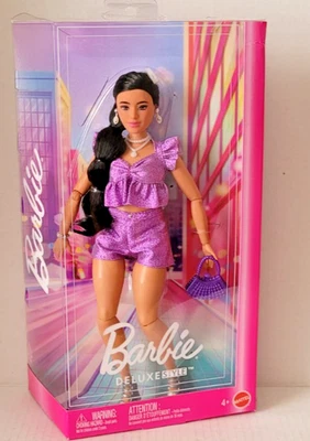 Barbie Deluxe Style Fashion Doll #8 Metallic Top Sparkly Shorts Accessories - Image 1 of 4