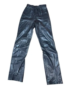 Vintage Damen Lederhose Hose High Waist 3/4 Tapered Fit Grunge Punk - Bild 1 von 10