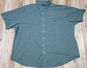 RALPH LAUREN KURZARM HEMD HERREN 3XL XXXL BIG VINTAGE Y2K KARIERT GRÜN BLAU - Bild 1 von 7