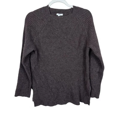 Nap Cashmere Ribbed Knit Crew Neck Pullover Sweater M Brown Classic Women’s - Image 1 of 4