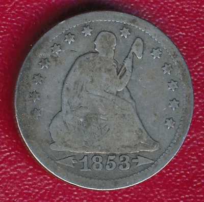 1853 SEATED LIBERTY SILVER QUARTER ARROWS & RAYS **NICELY CIRCULATED** - Image 1 of 2