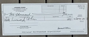LEONARD COHEN Autógrafo Cheque Firmado 3 Veces Cantante Compositor Poeta Autor - Imagen 1 de 5