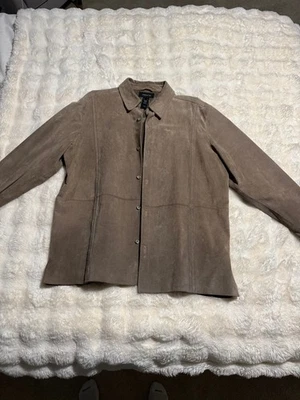 Vintage Suede Claiborne Men's Button Down Tan Jacket - Image 1 of 4