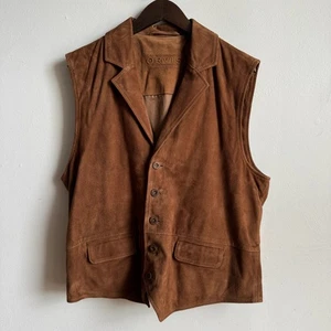 Vintage ORVIS Men's Brown Suede Notched Collar Vest- Size L- Excellent Condition - Picture 1 of 10