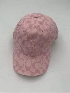 Coach Monogram Damen 100% Baumwolle Cap Mütze Lederriemen Rosa OS Gebraucht Selten - Bild 1 von 4