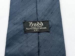 BUDD Silk Tie Navy Plain Pattern - Picture 1 of 3