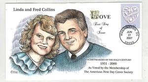 2007 COLLINS HANDPAINTED LOVE STAMP LINDA & FRED COLLINS CACHETMAKERS AFDCS - Picture 1 of 1