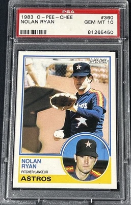 1983 Nolan Ryan PSA 10 Gem Mint RARE LOW POP O-PEE-CHEE HOF #360 Astros 81265450 - Image 1 of 4