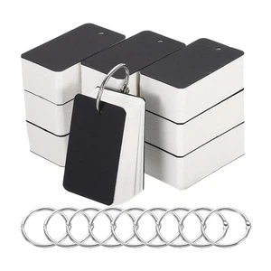 Blank Index Cards with Ring, 1000 Pcs Blank Flash Card 2.8x1.6" Black White / - Picture 1 of 5