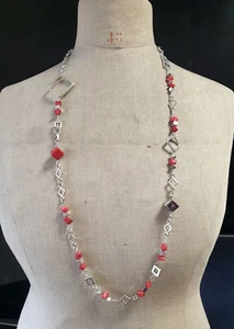 vintage gemstone jewel necklace CORAL - Picture 1 of 2