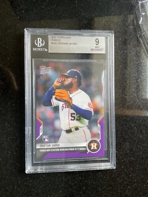 2021 Topps Now #140 Cristian Javier Purple #/25 BGS 9 Rookie Houston Astros MINT - Image 1 of 2