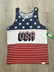 Camiseta sin mangas Tipsey Elves grande a rayas de Estados Unidos para hombre nueva con etiquetas - Imagen 1 de 6
