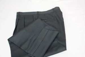 TOMMY HILFIGER Mens Pant Black Pleated Silk And Wool Waist 36 x 30 - Picture 1 of 11