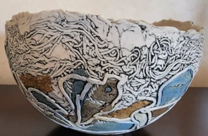 Vintage ROMILLA BATRA Studio Kunst Keramik Kugel NariKomi Kugelvase - Bild 1 von 22